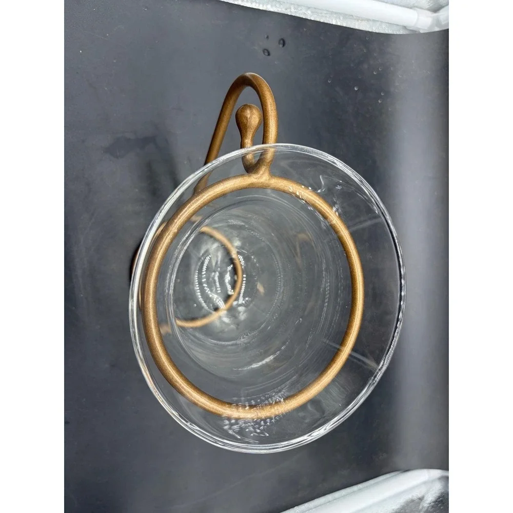Modern Gold Metal and Clear Glass Votive Tea Light‎ Candle Holder with Handle